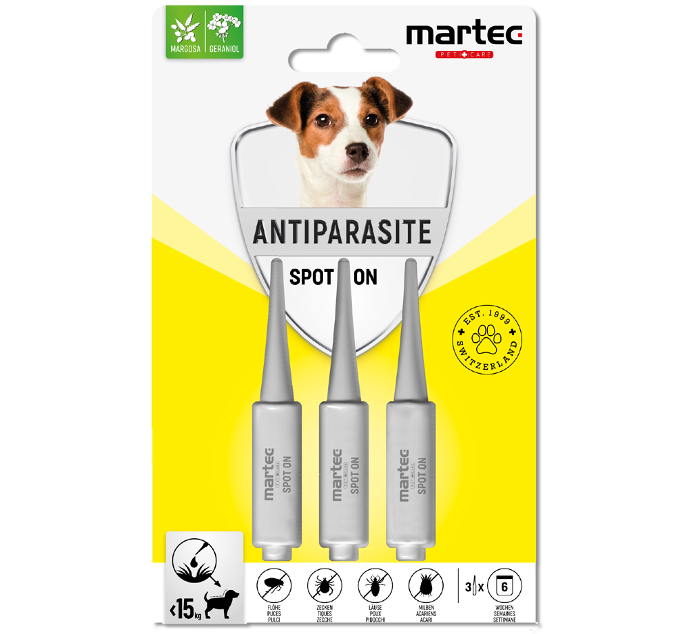Martec PET CARE 3x1, 5ml Spot On für Hunde bis 15 Kg auf Pflanzenbasis
