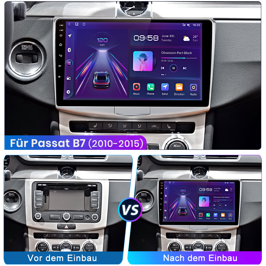 Android 12 Autoradio GPS Navi Wifi 32GB für VW Passat B6 B7 CC Magotan 2011-2015 (3)