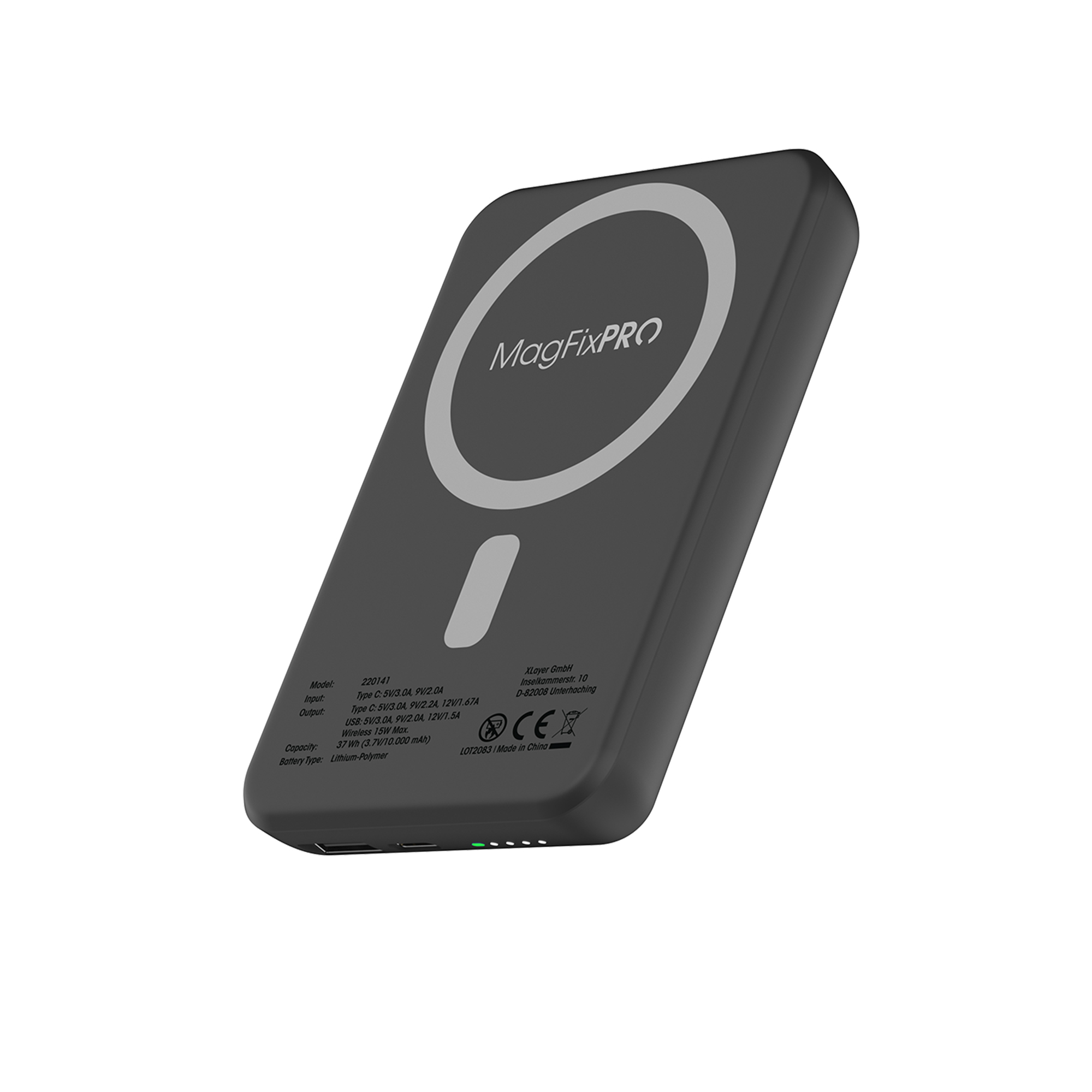 XLayer MagFix Pro 2-in-1 Powerbank mit Standfuß 10.000 mAh Black